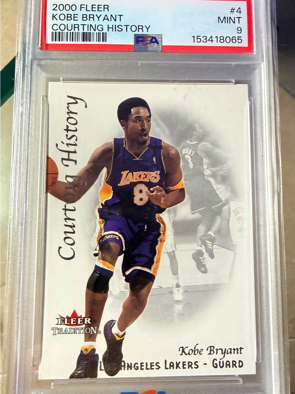 2000-01 KOBE BRYANT FLEER TRADITION COURTING HISTORY SP INSERT PSA 9 MINT! Beaut